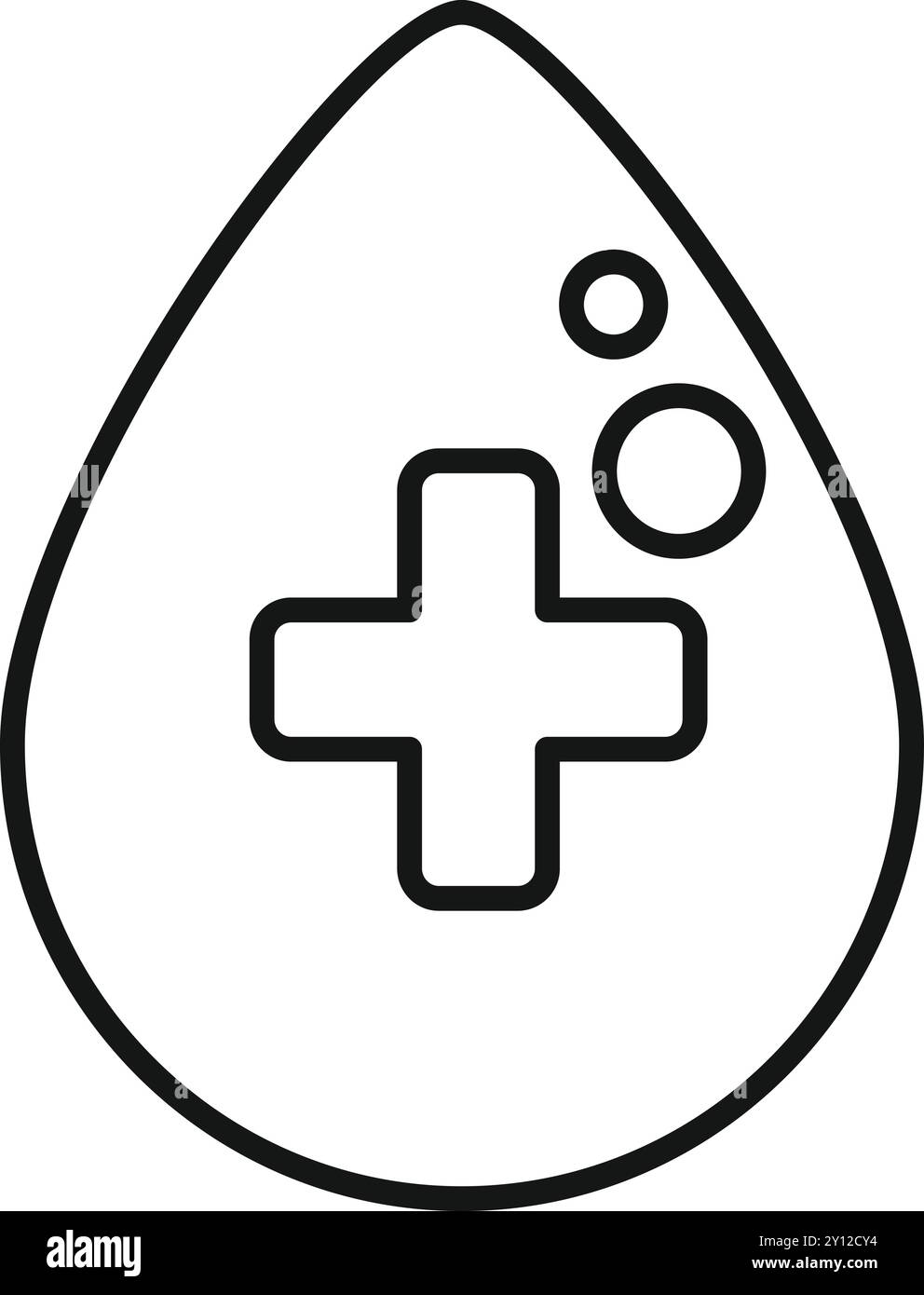 Simple black and white vector illustration of a blood drop containing a ...