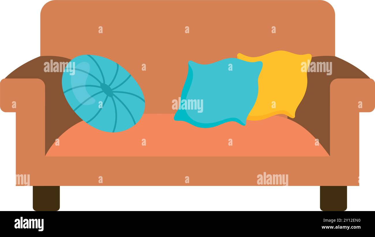 Cozy sofa with colorful pillows and modern design Vector Stock Vector