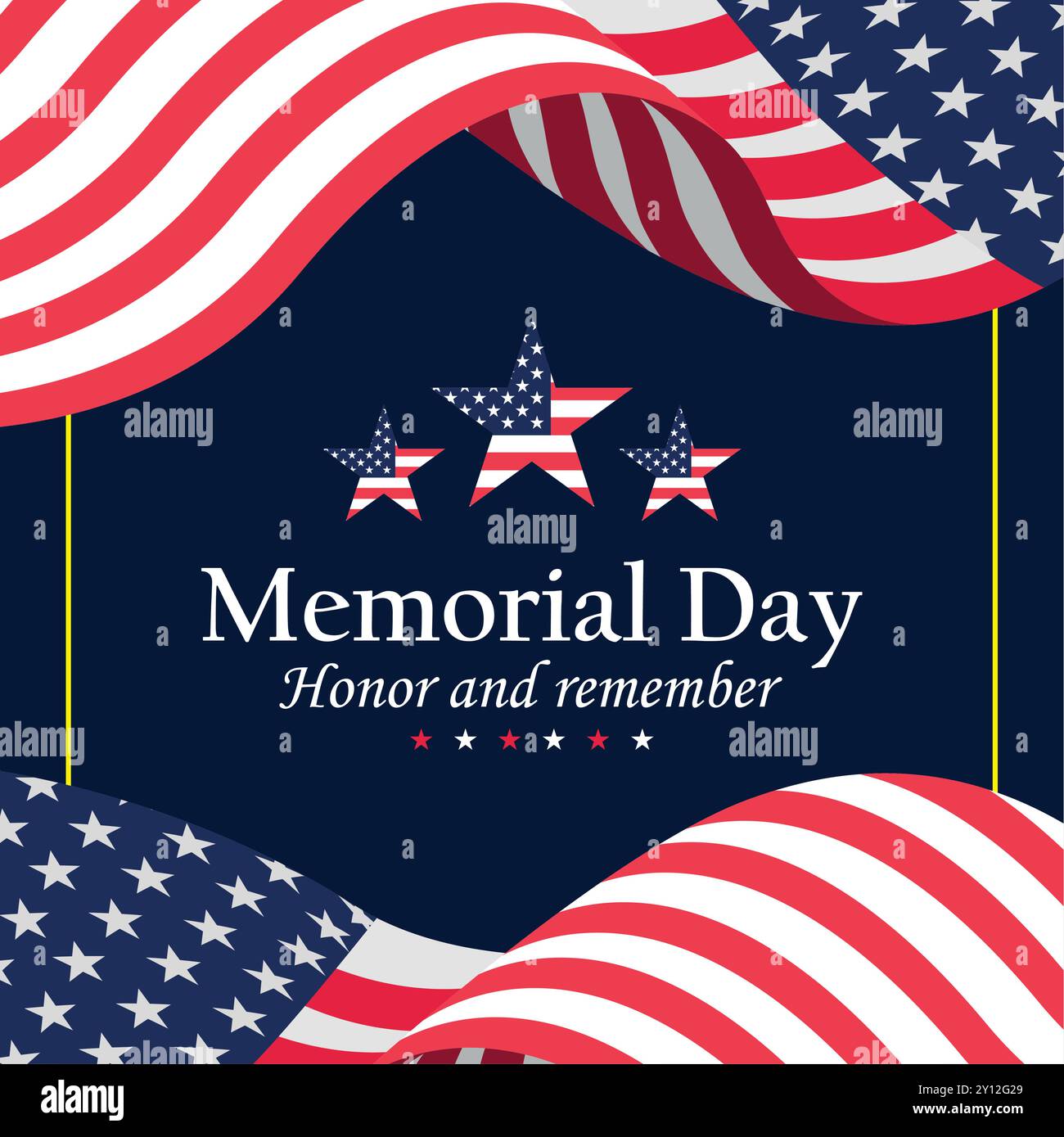 Memorial Day stars and American flags with text Vector Stock Vector ...