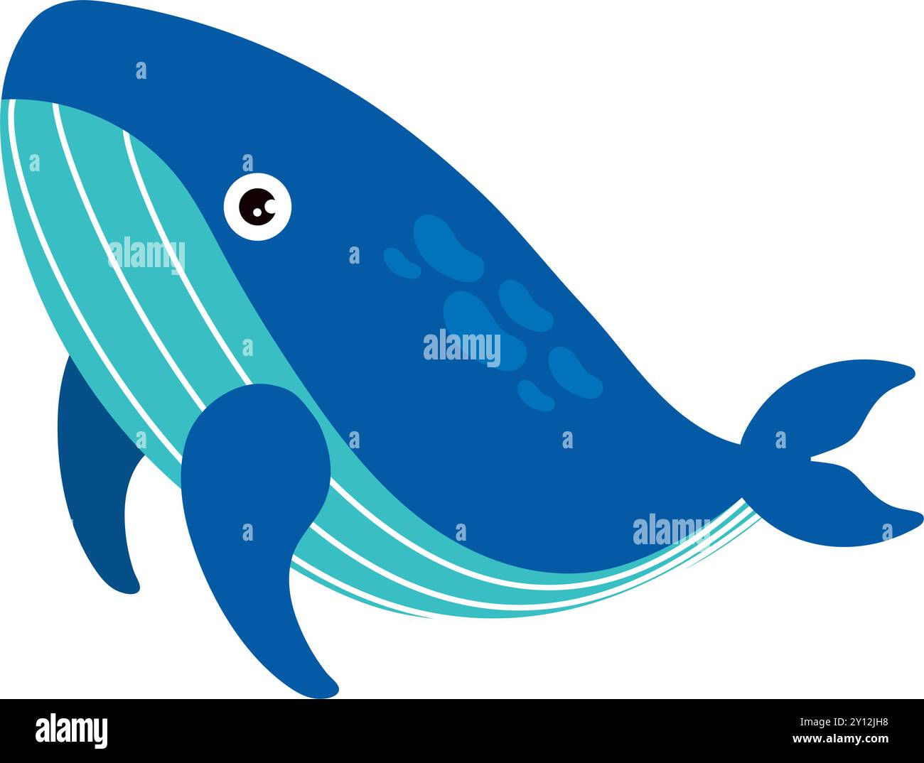 Cute blue whale with stripes in cartoon style Vector Stock Vector Image ...