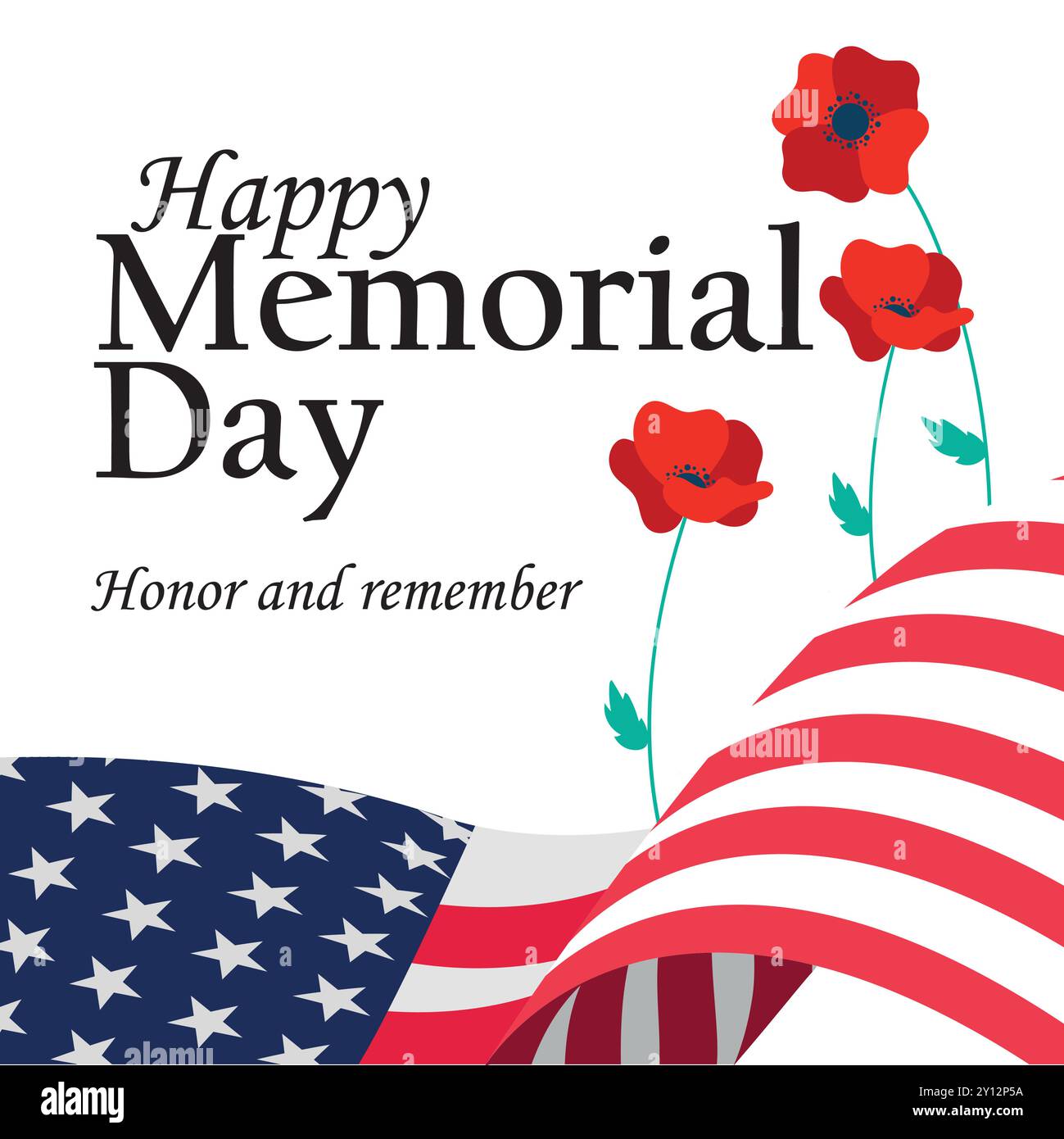 Memorial Day poppies and American flag Vector Stock Vector Image & Art ...