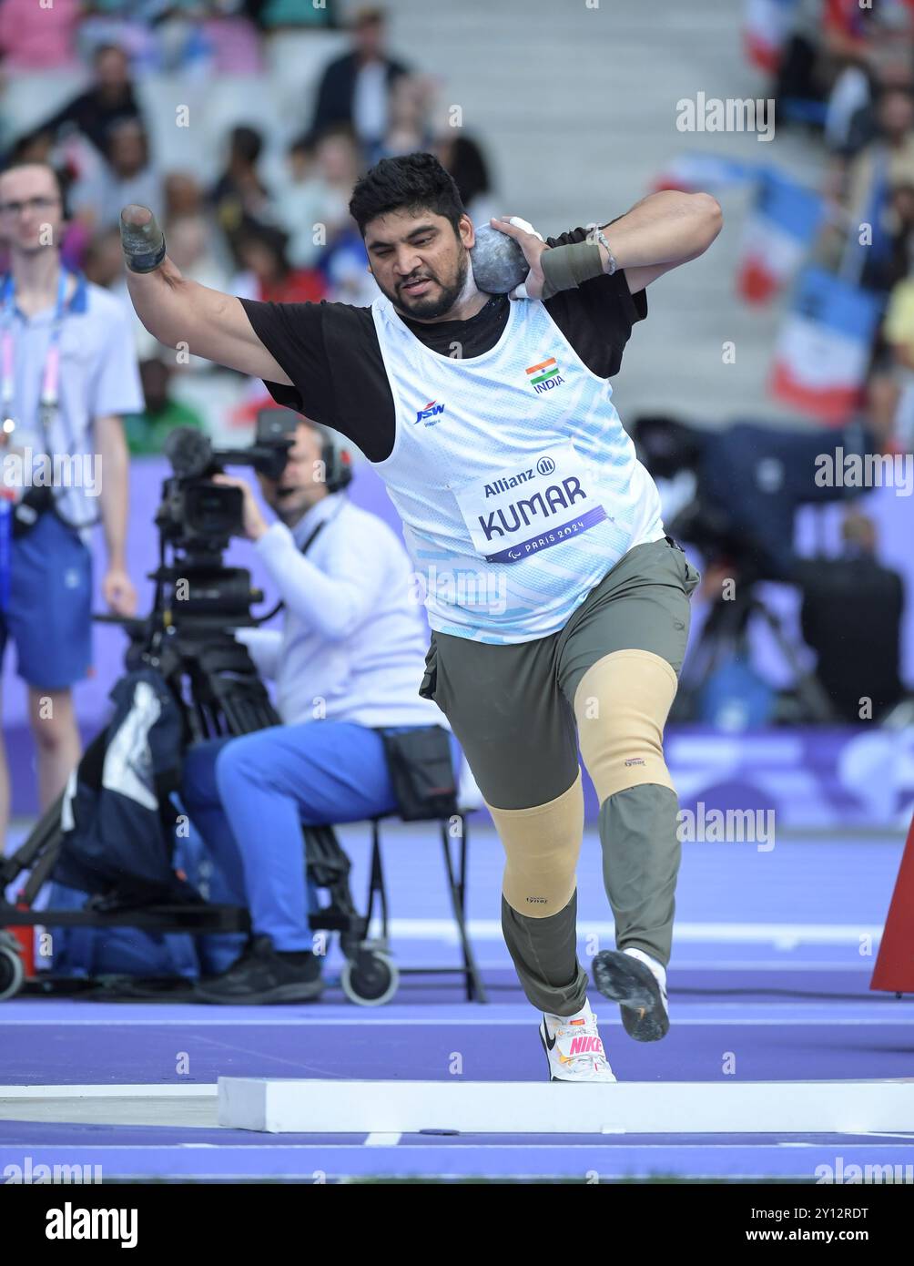 Rohit Kumar of India competing in the men’s F46 shot put final at the