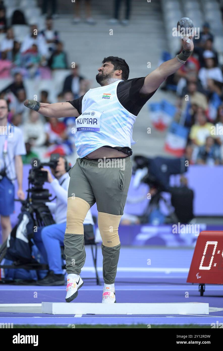 Rohit Kumar of India competing in the men’s F46 shot put final at the