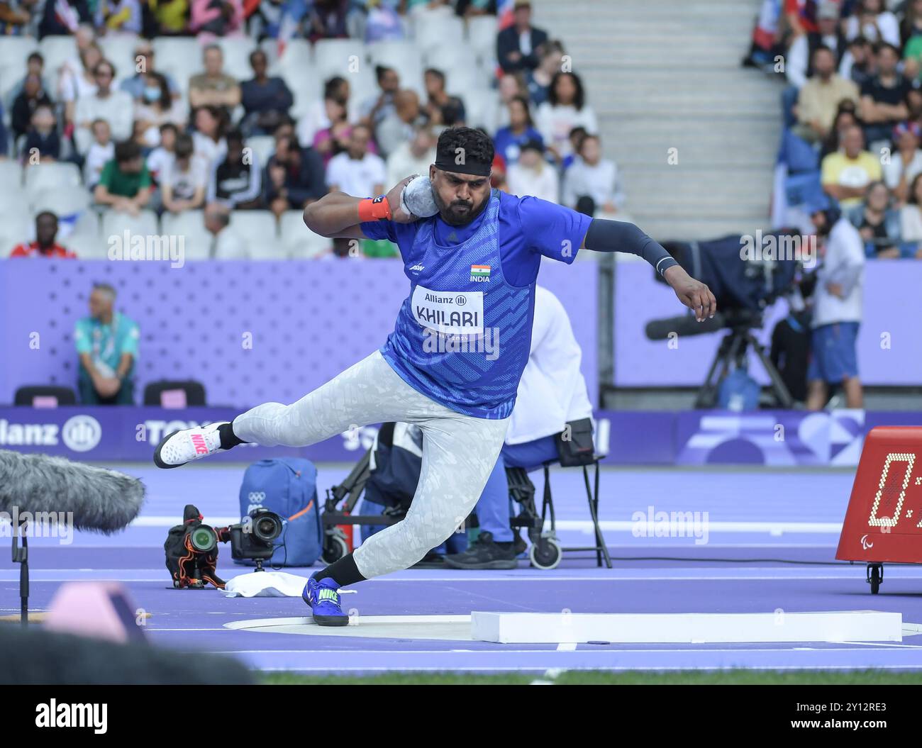 Sachin Sarjerao Khilari of India competing in the men’s F46 shot put