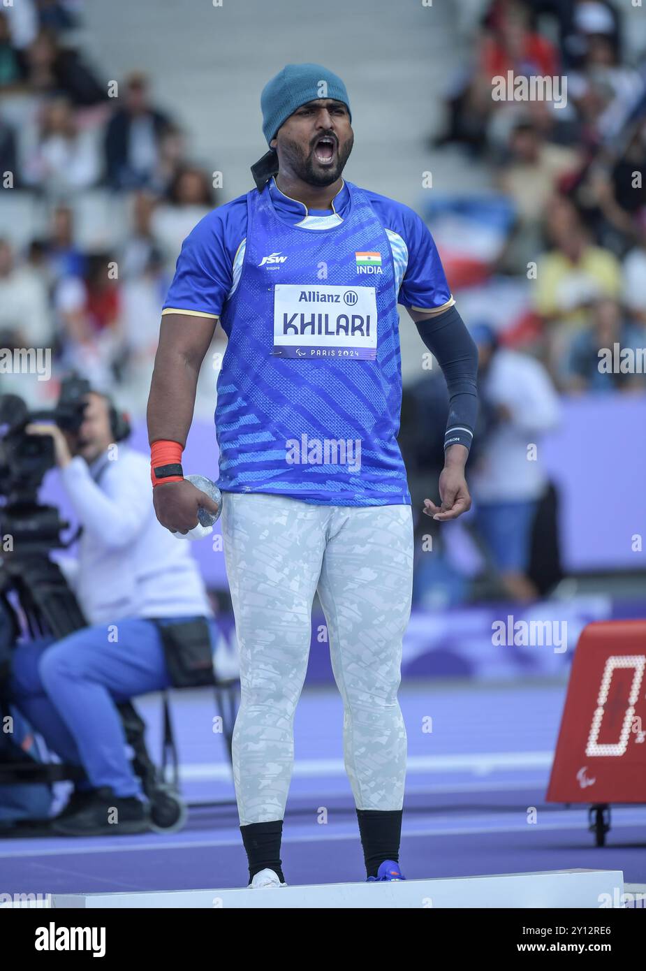Sachin Sarjerao Khilari of India competing in the men’s F46 shot put