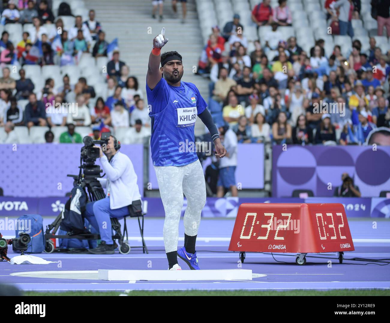 Sachin Sarjerao Khilari of India competing in the men’s F46 shot put