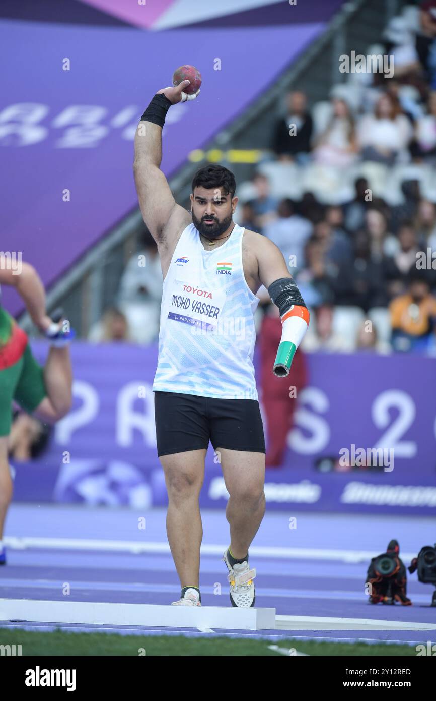 Yasser Mohd of India competing in the men’s F46 shot put final at the