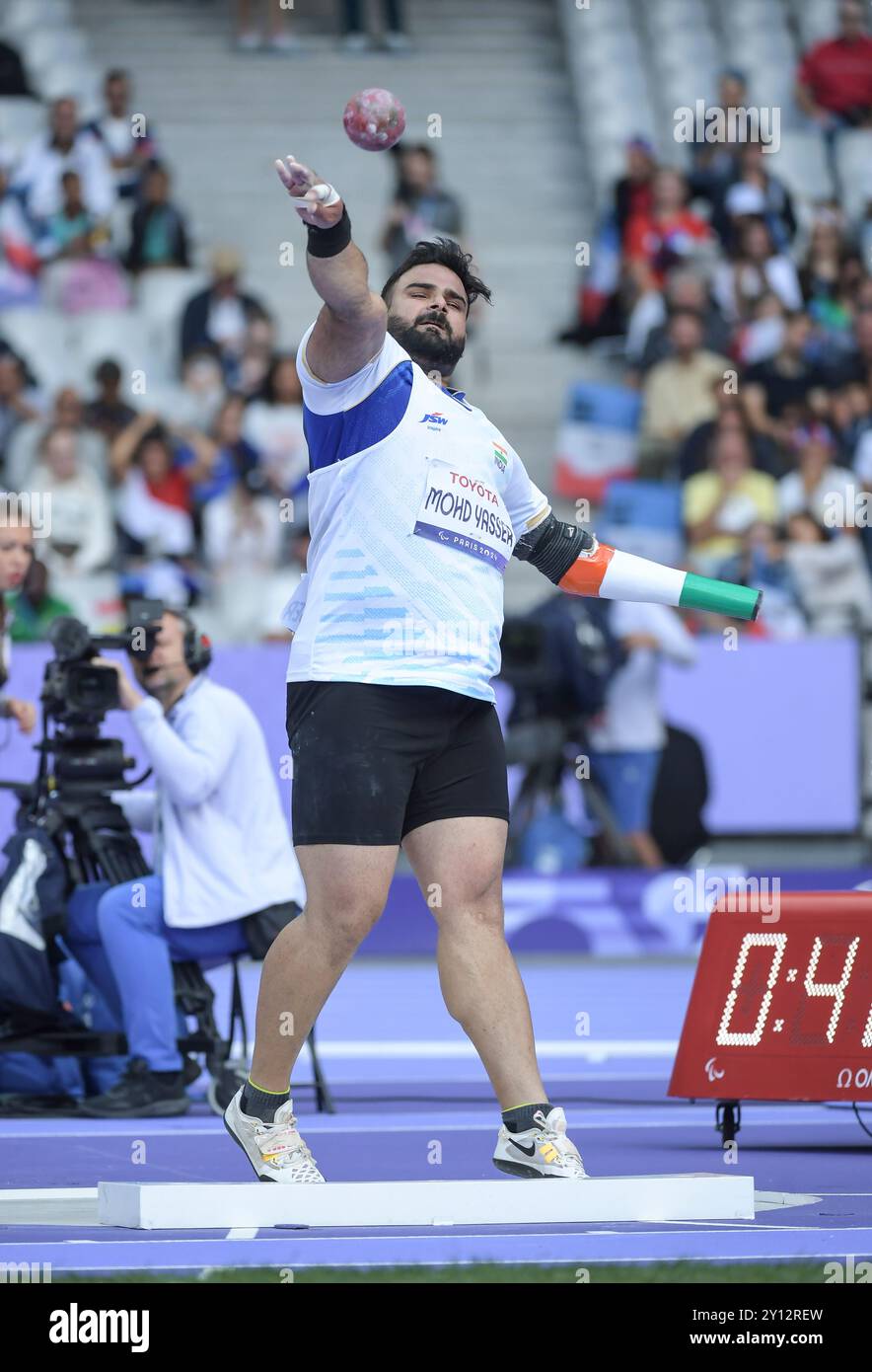 Yasser Mohd of India competing in the men’s F46 shot put final at the