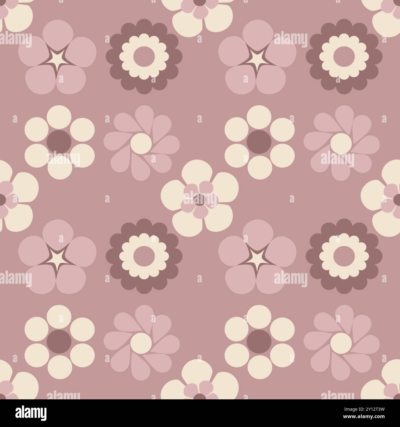 Seamless floral pattern with abstract flowers in flat technique vector illustration Stock Vector
