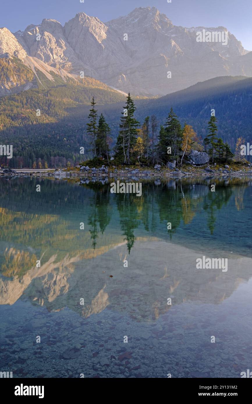 Zugspitze reflecting in eibsee hi-res stock photography and images - Alamy