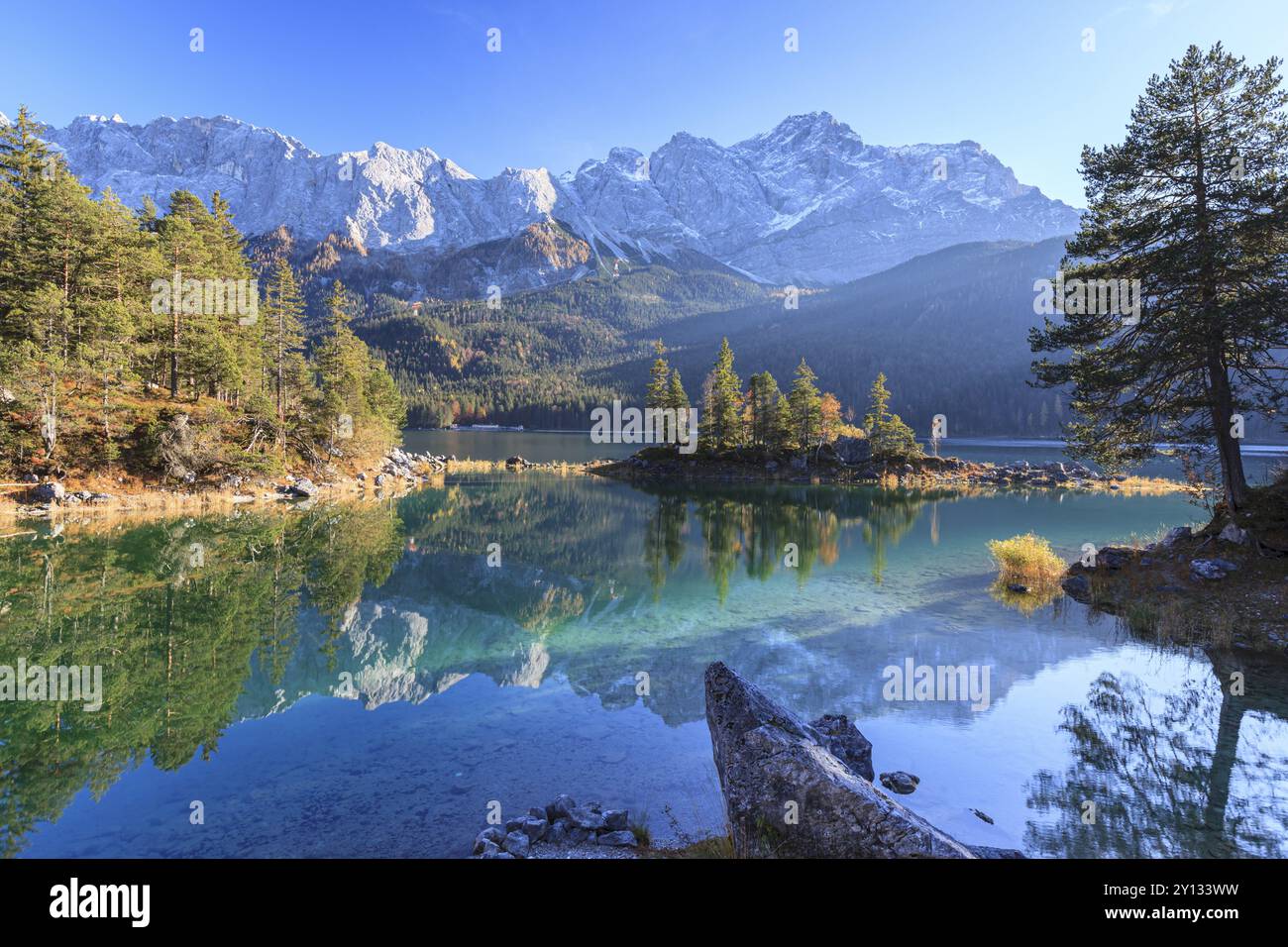 Zugspitze reflecting in eibsee hi-res stock photography and images - Alamy