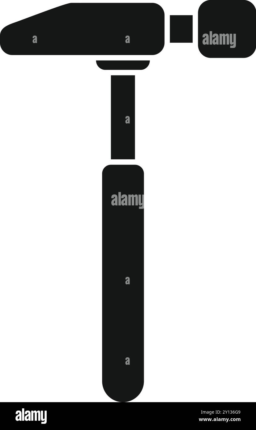 Black silhouette of a hammer with a wooden handle, a tool for ...