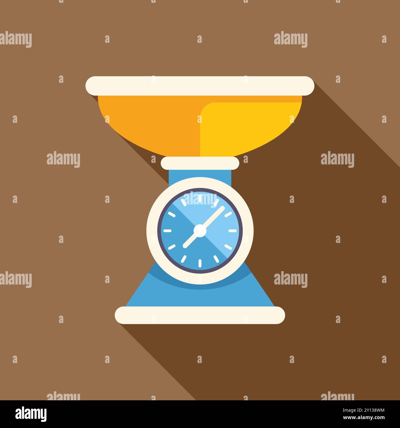Kitchen scale icon with a long shadow perfect for a baking or cooking project Stock Vector