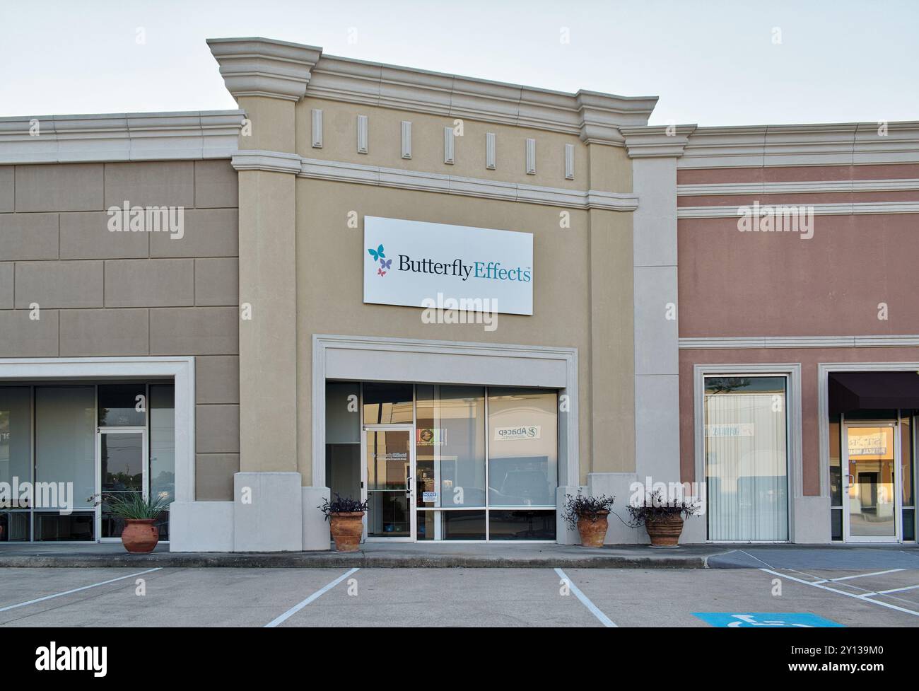 Houston, Texas USA 08-11-2024: Butterfly Effects ABA Therapy business storefront exterior autism treatment. Stock Photo