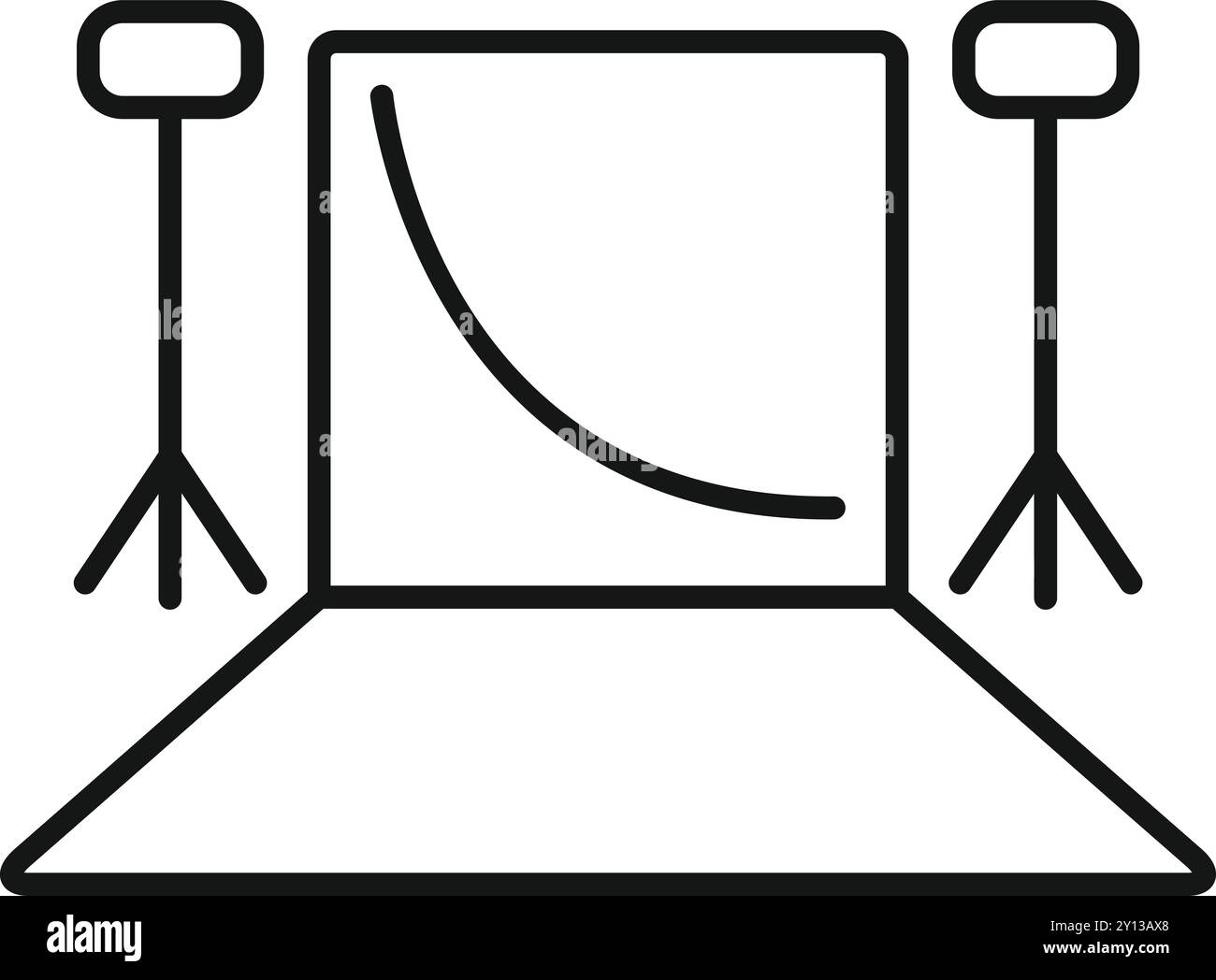 Empty photo studio is ready for a professional indoor photoshoot with a model Stock Vector