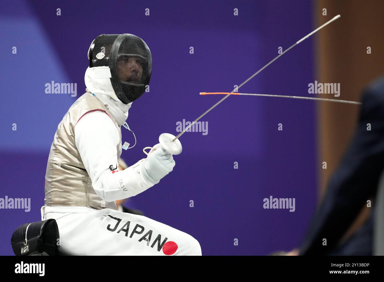 Paris, France. 4th Sep, 2024. Naoki Yasu (JPN) Wheelchair Fencing : Men's Foil Category B Preliminary Match at Grand Palais during the Paris 2024 Paralympic Games in Paris, France . Credit: SportsPressJP/AFLO/Alamy Live News Stock Photo