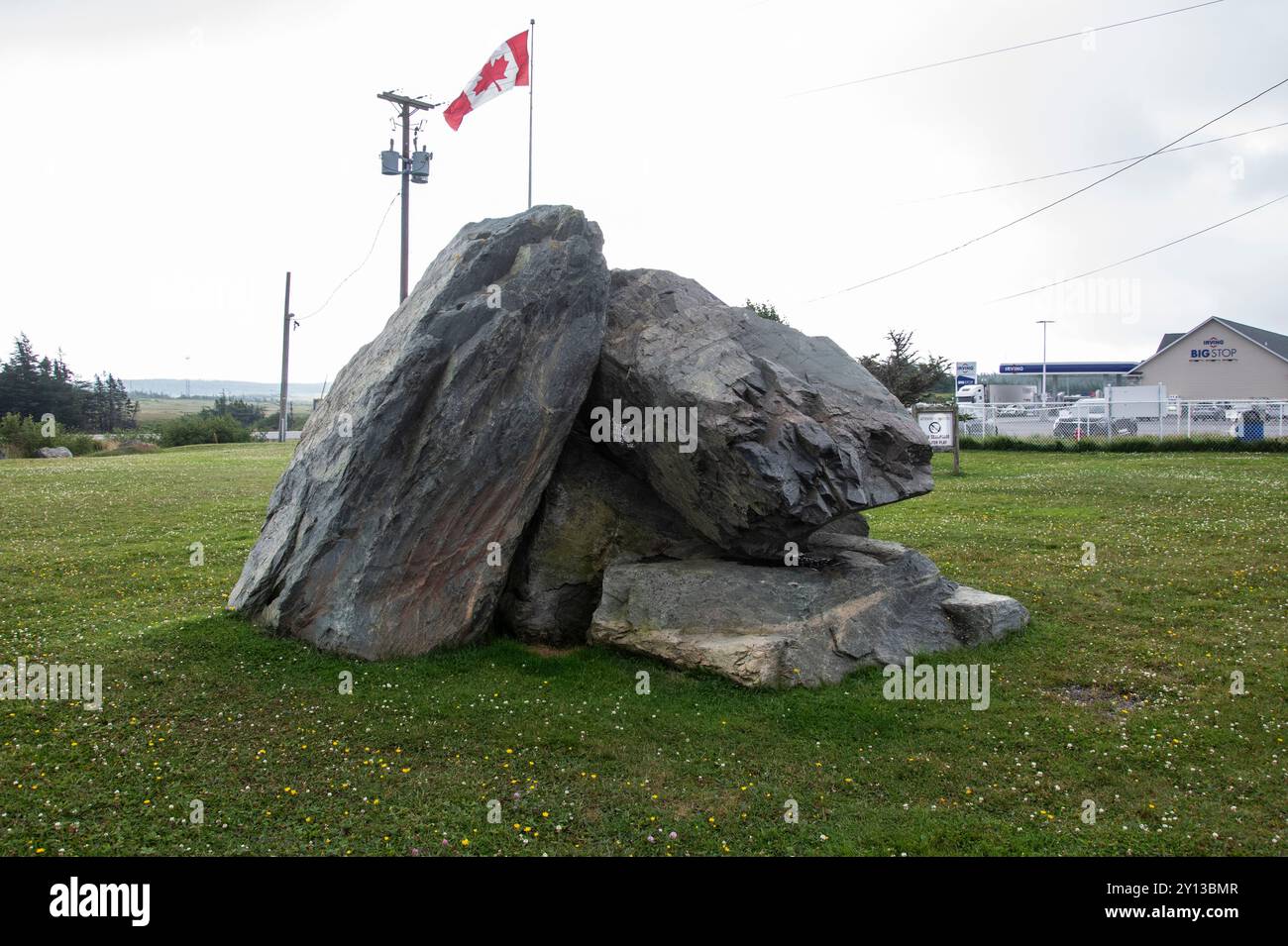 Rock sculpture at Irving Oil Big Stop in Goobies, Newfoundland & Labrador, Canada Stock Photo