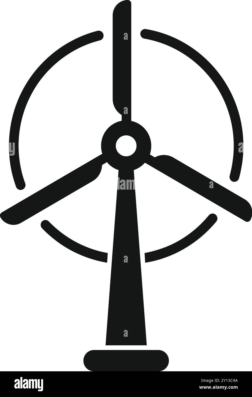 Simple vector icon of a wind turbine generating clean renewable energy ...