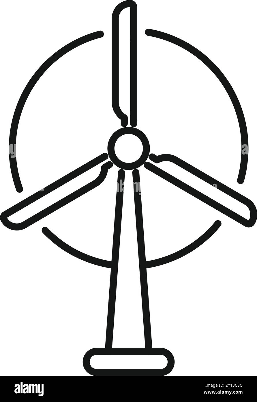 This simple icon represents a wind turbine generating clean energy ...