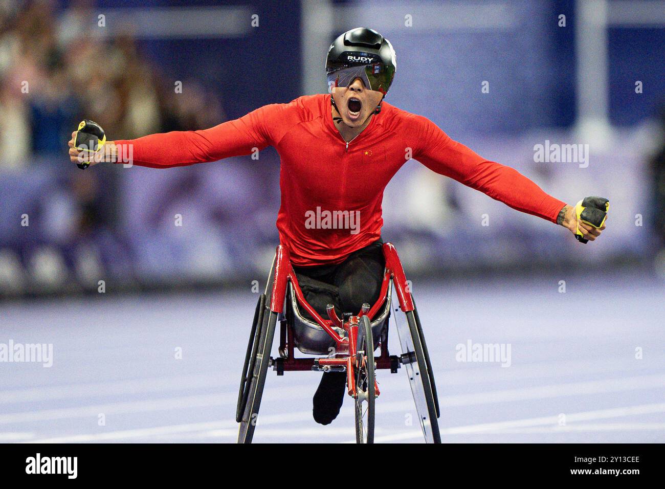 Hua Jin of Team China wins gold during the Para Athletics Men's 1500m ...