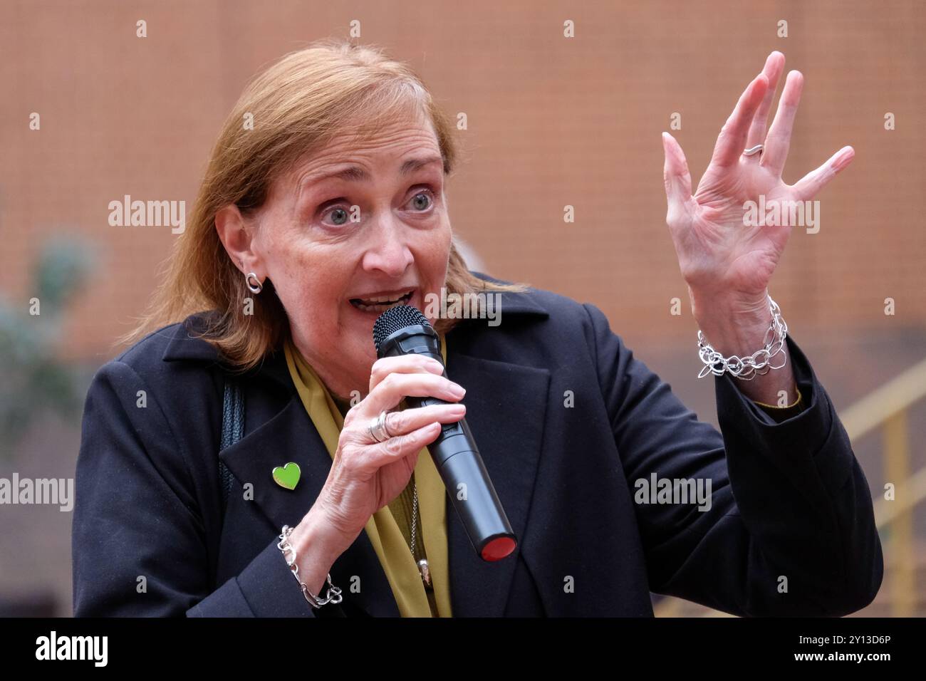 Former Kensington MP Emma Dent Coad and independent councillor for St Helens attends a protest on the day inquiry report was released. Stock Photo