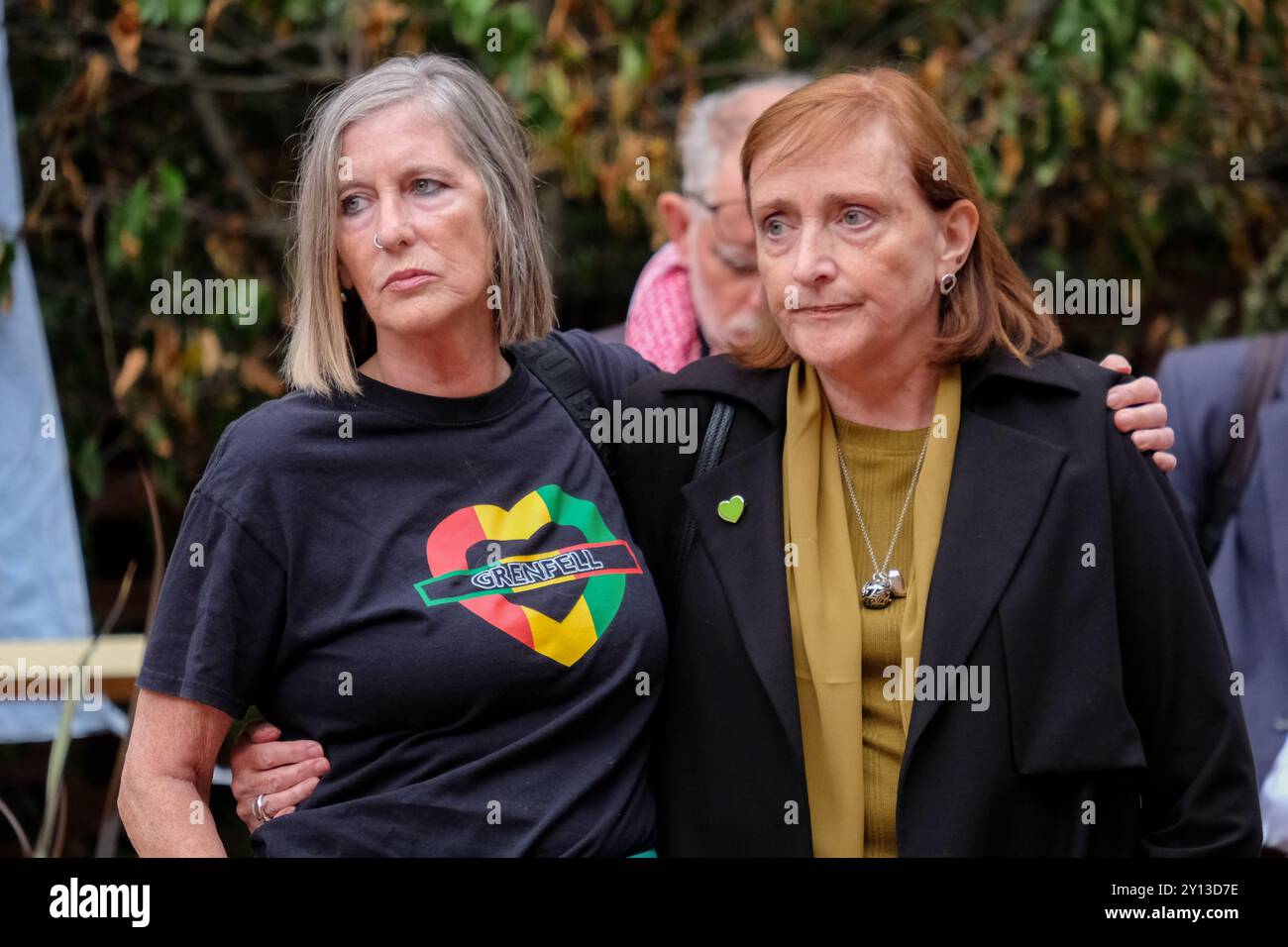 Former Kensington MP Emma Dent Coad and independent councillor for St Helens attends a protest on the day inquiry report was released. Stock Photo