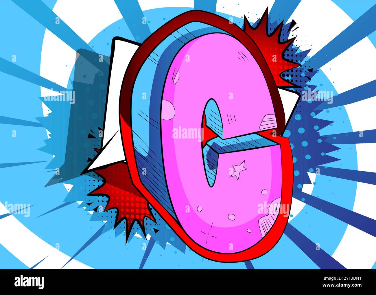 Cartoon Letter C, comic book Alphabet. Retro vector comics pop art ...