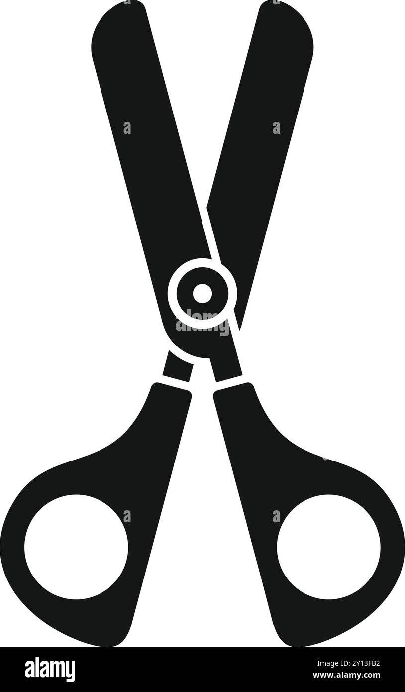 Simple icon of scissors with blades open, isolated on white Stock ...