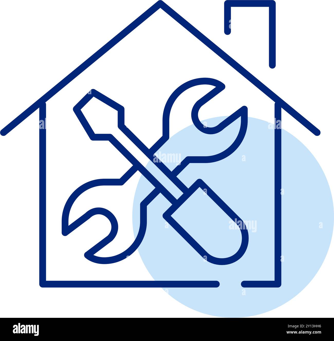 Blue line maintenance symbol wrench hi-res stock photography and images ...