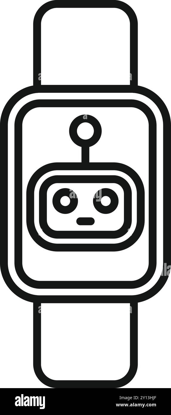 Simple vector icon of a smartwatch displaying a chatbot interface Stock Vector