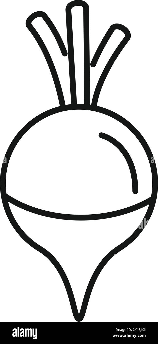 This simple black and white vector icon represents a turnip root ...