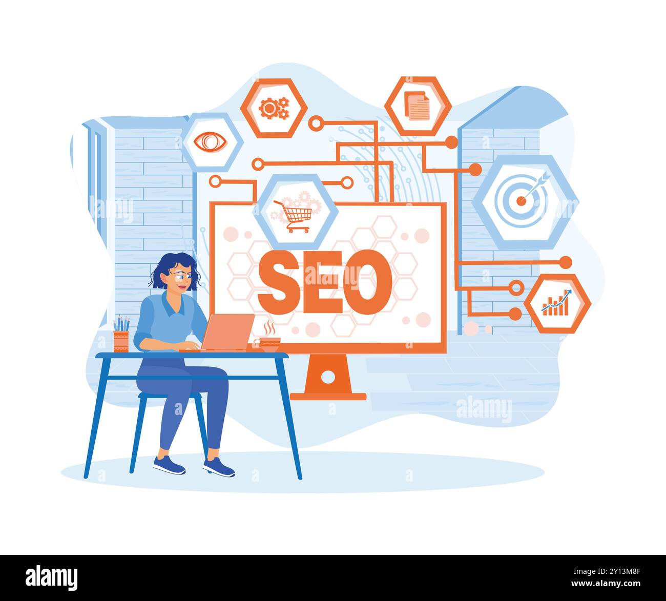 Laptop screen seo software Stock Vector Images - Alamy