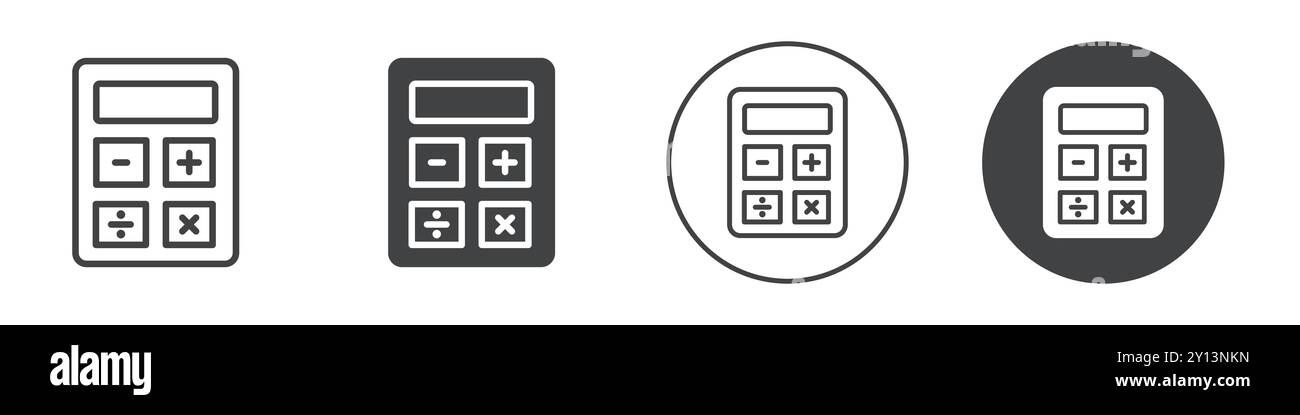 Calculator icon simple flat vector symbol outline collection set logo ...