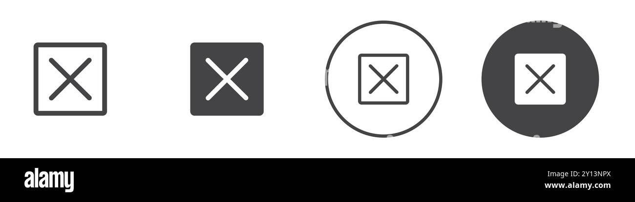 Cancel Button icon simple flat vector symbol outline collection set ...