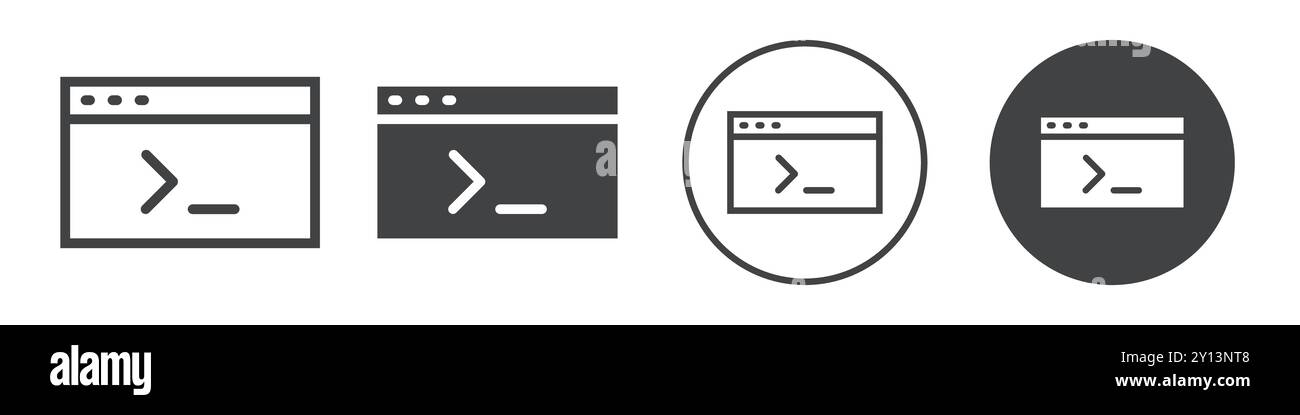 Command console icon simple flat vector symbol outline collection set ...