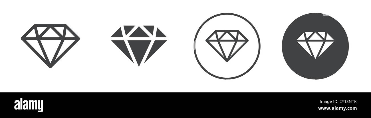 Diamond icon simple flat vector symbol outline collection set logo Stock Vector