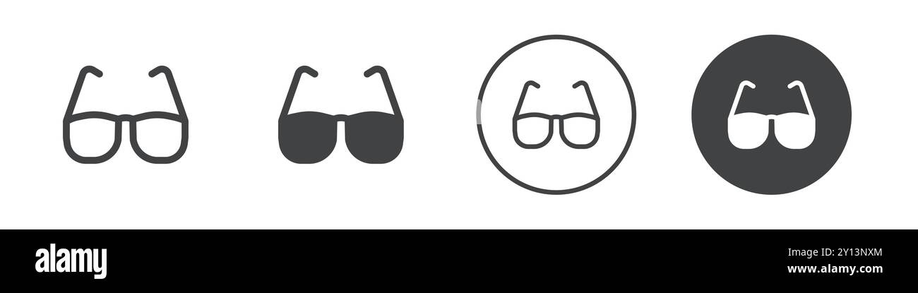glasses icon simple flat vector symbol outline collection set logo Stock Vector