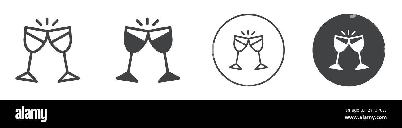 Glasses of champagne clinking icon simple flat vector symbol outline ...