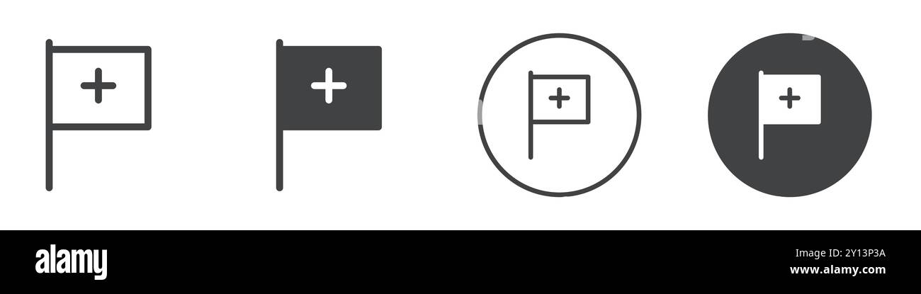 Medical flag icon simple flat vector symbol outline collection set logo ...