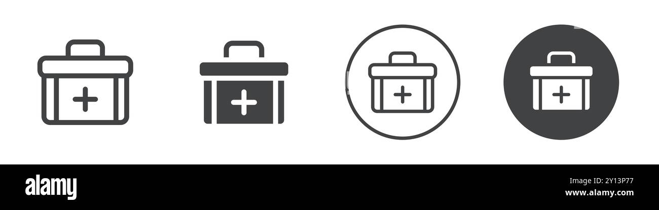 First aid kit icon simple flat vector symbol outline collection set logo Stock Vector