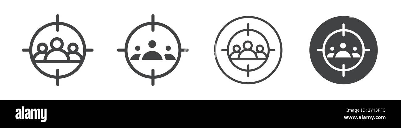 Target audience icon simple flat vector symbol outline collection set ...