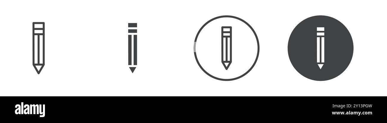 Pencil icon simple flat vector symbol outline collection set logo Stock ...