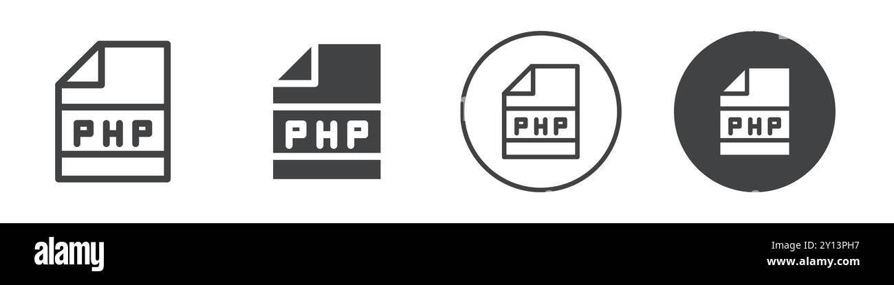 PHP file icon simple flat vector symbol outline collection set logo ...