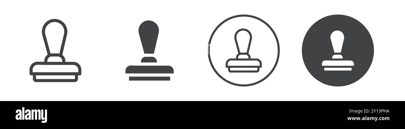 Rubber stamp icon simple flat vector symbol outline collection set logo ...