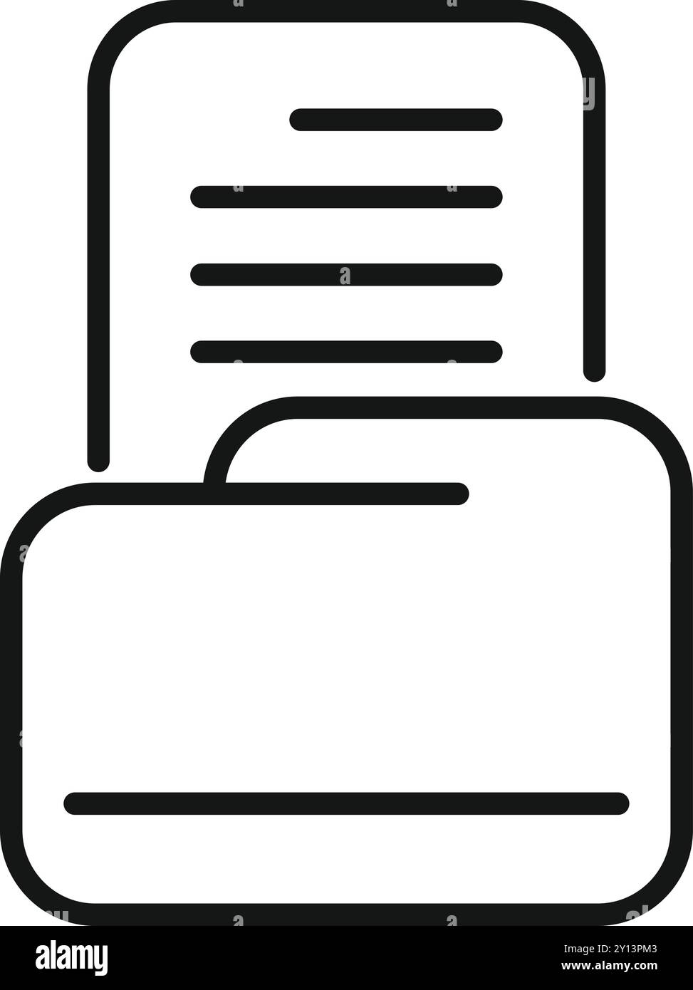 Simple vector icon of a folder containing documents, ideal for representing file organization or data storage Stock Vector