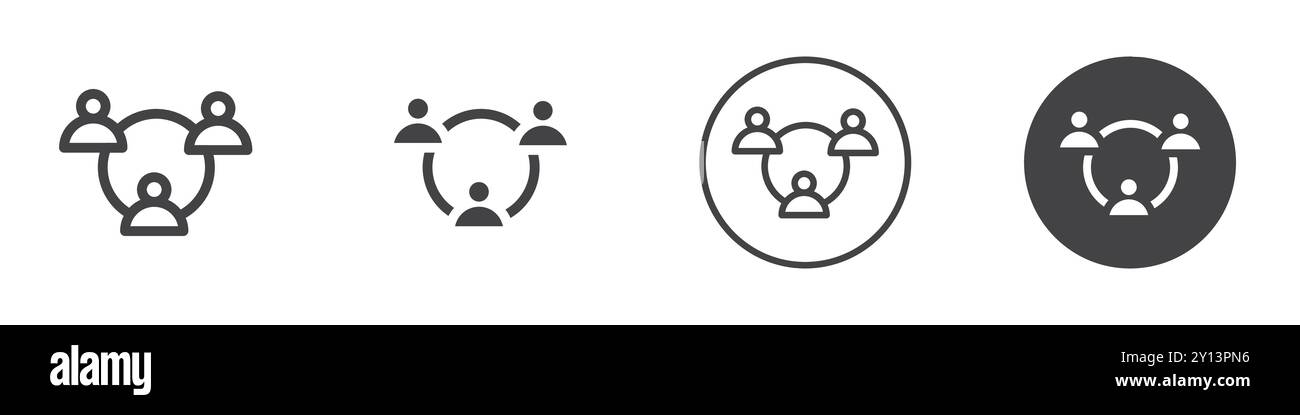 Teamwork icon simple flat vector symbol outline collection set logo Stock Vector