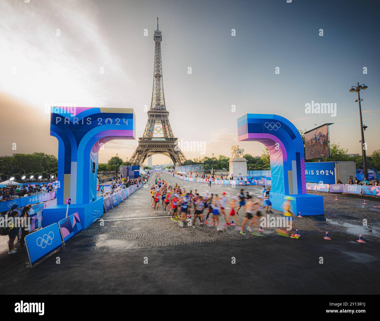 Image of the 20 km race walk at the Paris 2024 Olympic Games with the ...