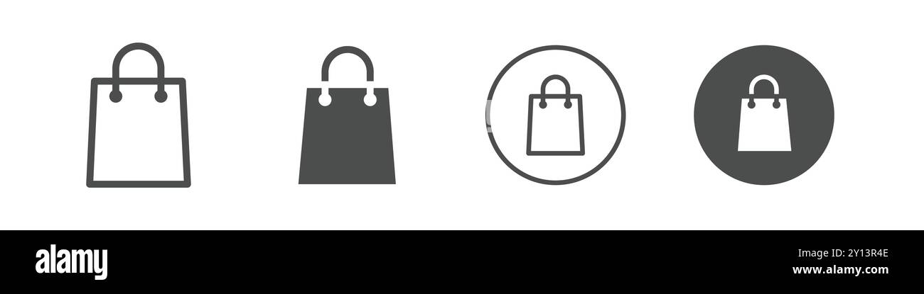 Shopping bag icon simple flat vector symbol outline collection set logo ...