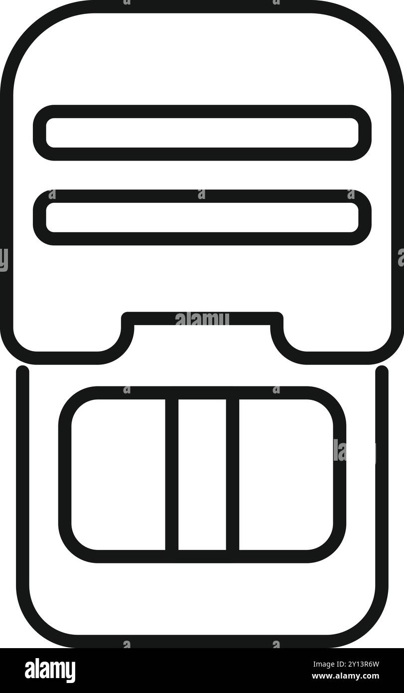 Mobile sim card for smartphone being inserted in phone icon, outline ...