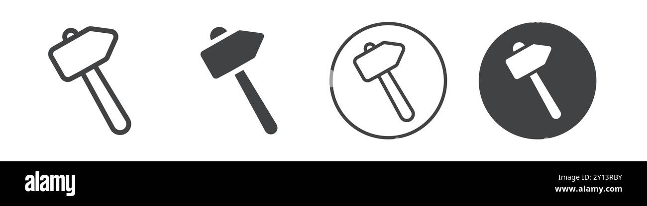 Sledgehammer tool icon simple flat vector symbol outline collection set logo Stock Vector